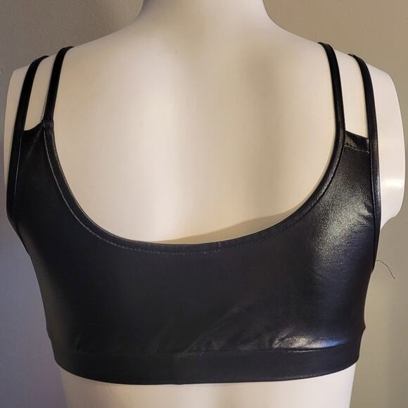 Body Rage rainbow flower faux leather cutout rave festival bra top pride S - Picture 4 of 9